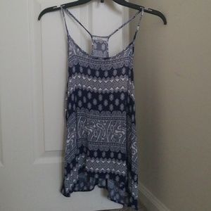blue and white paisley tank